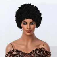 Wig Kribo Hitam Keriting – Rambut Palsu Kribo Allsize / Wig Badut / Wig Cosplay Wanita Pria cod