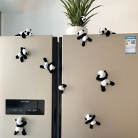 3PCS Plush Panda Magnet Refrigerator Sticker Message Board and Reminder Kitchen Refrigerator Magnet Decoration Accessories