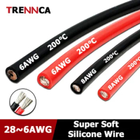 1 5 10 20M Heat-resistant Soft Silicone Wire 6 8 10 12 14 16 18 20 22 24 26 28AWG Copper Cable For Car Battery Inverter UPS