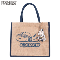 【SNOOPY 史努比】史努比頭昏眼花麻布購物袋(手提麻布包 麻布手提袋 購物袋 手提袋 手提包 麻布包 收納袋)