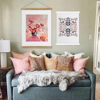 玫紅色桃紅色新古典掛毯藝術抽象花瓶掛布墻面裝飾畫客廳臥室壁畫
