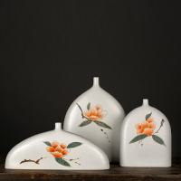景德鎮陶瓷手繪山茶花陶瓷花器擺件時尚軟裝擺設現代裝飾可水培