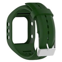 Silicone Watch Band Adjustable Wrist Strap Wristband Replacement for Polar A300 Smart Watch Army green