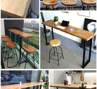 吧台桌實木家用靠墻長條高腳酒吧台陽台桌創意咖啡奶茶店桌椅組合