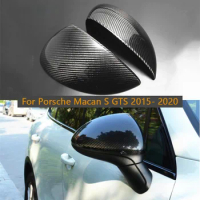 For Porsche Macan S GTS 2015- 2020 Hiasan Mobil Penutup Cermin Spion Samping Topi Potong Tambahkan Aksesori Karbon Mengkilap &amp;am