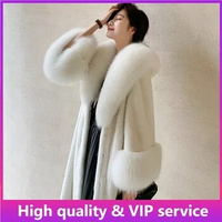 High-end Mink Fur Women Coat, Long Mink Fur Coat, Mink Fur Women Coat, Fox Fur Collar Coat, Winter Women Coat，Jackets For Women
