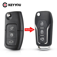 KEYYOU 3 Button Modified Flip Folding Remote Control Key Shell Case For Ford Focus 2 3 Mondeo Fiesta