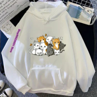 Kawaii Cats Streetwear Hoodies Women Cute Anime Long Sleeve Grunge Oversized Sweatshirt Harajuku Graphic Hoody Female Funny