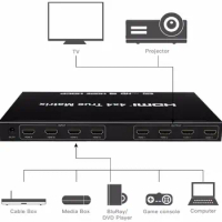 HDMI Matrix Switcher,4K HDMI Matrix Switch 4x4 with Remote Control HDMI V1.4 Switcher Splitter Converter Support 4K*2K 3D 1080P