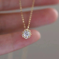 S925 สร้อยคอดวงอาทิตย์ขนาดเล็กเงินสเตอร์ลิง, สร้อยคอ Sunflower Zircon สร้อยคอ