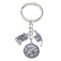 Hot new design school graduation souvenir metal key ring Dr. cap diploma pendant key chain