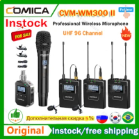 Comica CVM-WM300 II UHF 96 Channel Professional Lapel Wireless Lavalier Microphone for DSLR Canon Sony Camera with receiver kit