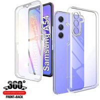 360° Full Cover Silicone Case For Samsung Galaxy S23 FE S22ultra A54 A14 A24 A34 A33 A13 A52 A53 A51 Clear Hybrid PC Hard Coque