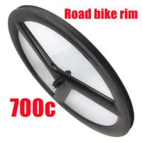 700c Carbon Rim Tri Spokes Road Bike Wheel 23MM Width 50MM Depth New Road Bike V Brake Edge 3K Glossy Road Bike Wheel Rim