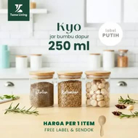 TAMA LIVING Kyo Jar Bumbu Dapur Gula Kopi Teh 250 ml Label Putih Tempat Bumbu Toples Bumbu Dapur Jar