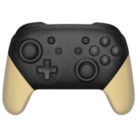 eXtremeRate DIY Replacement Handle Grips Hand Grip Shell for Nintendo Switch Pro Controller - Metallic Gold &amp; Puffy Pink