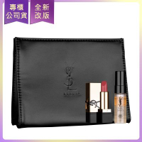 YSL 聖羅蘭【限量】2025 VIP預購會禮讚 超值組(三角化妝包+奢華唇膏N5+夜光仙人掌精華7ml)(公司貨)