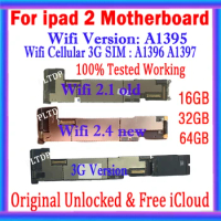 Original Unlocked Wifi Version A1395 ,Wifi 3G Version A1396 A1397 For ipad 2 Motherboard 16GB/32GB/64GB Clean iCloud 100% Tested