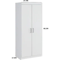 Wardrobe Wardrobe 2 door storage cabinet with adjustable shelves/rails, bedroom wardrobe in modern minimalist style, white
