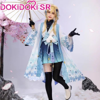 IN STOCK Lumine Doujin Cosplay Game Genshin Impact Cosplay Costume DokiDoki-SR Kimono Christmas Traveler Lumine Dress Doujin