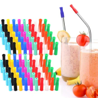 22pcs Silicone Straw Tips Covers for 6mm Dinking Straws Reusable 304 Stainless Steel Metal Straws Anti Burn Teeth Protector Caps