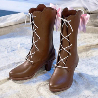 Genshin Impact cos Kamisato Ayaka Costume Mid-calf boots Cosplay porp Accessory Boots