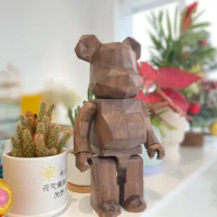 Bearbrick 400% Lightning Wood Bear Fujiwara Hiroshi Fragment Walnut Wood Building Block Bear 11-Inch Height Handmade Doll