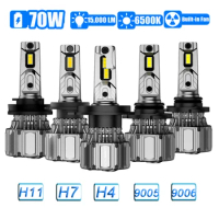 NOVSIGHT H7 H4 H11 9005 9006 Car Led Headlight Bulb 70W 15000LM Mini size 6500K Auto Quad Head Light Bulbs Lamps with Fan