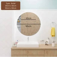 Cermin Akrilik Kamar Mandi Tempel Dinding Lem Perekat Toilet Stiker Plastik Akrilik 30 x 30cm - Bula