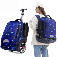 20 Inch Canvas Weekend Travel Trolley Bag With Wheels Laptop Backpack Sporty Shoulder Bag Schoolbag Boarding Case Free Shipping