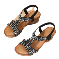 Summer New Women's Shoes Wedge Rhinestone Sandals Beach Shoes for Women Direct Source