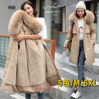 韓國派克棉服女零下保暖外套內刷毛韓版寬鬆女版外套中長款羽絨棉衣外套收腰連帽棉衣棉襖縮腰抽繩大碼外套大衣大毛領外套