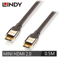 【現折$50 最高回饋3000點】LINDY林帝 鉻系列 MINI HDMI 2.0 C公 TO C公 連接線 0.5M