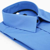 【金安德森】藍色黑內領窄版長袖襯衫