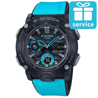 【CASIO 卡西歐】G-SHOCK URBAN OUTDOOR碳纖維可替換錶帶運動錶-天藍(GA-2000-1A2)
