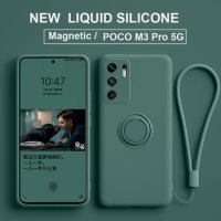 Poco M3 PocoM3 Pro Case Original Liquid Silicone Ring Holder Soft Case For Xiaomi Poco M3 M4 PocoM3 M4 Pro 4G 5G Protector Cover