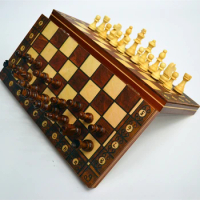 Chess Game Super Magnetic Wooden Chess Backgammon Checkers 3 in 1 Ancient Chess Travel Chess Set Wooden Chess Piece Chessboard