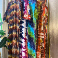 Dress/Gamis/Daster Untuk Wanita Kekinian Motif Tie Dye Lengan 7/8 Bahan Rayon Twill Premium Tebel Ad