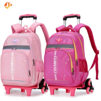 School Rolling Backpack bags for primary school student School Trolley Bag with wheels For girls kids School Wheeled satchel