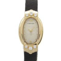 【二手名牌BRAND OFF】Cartier 卡地亞 BAIGNOIRE系列 18K金 鑲鑽 石英腕錶 1960.00