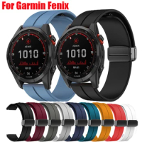 Magnetic Buckle Strap For Garmin Fenix 7S 5S 6S Soft Sport Silicone Band For Garmin Fenix 7 Fenix 6 Fenix 5 20mm 22mm Watchband