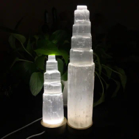 6-20cm Natural Selenite Tower Moroccan Lamp Quartz Crystal Ore Reiki Healing Rough Mineral Specimen Home Decor Collect