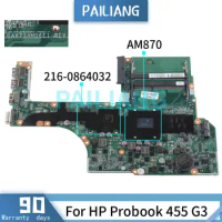 PAILIANG Laptop motherboard For HP Probook 455 G3 AM870 Mainboard DAX73AMB6E1 216-0864032 DDR3 tesed