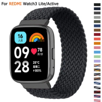 Braided Solo Loop Strap For Redmi Watch 3 lite Nylon Band For Xiaomi Mi Watch3 Active Wristband Braided Elastic Weave Bracelet