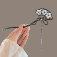 Beads Fairy Accessories Ancient Fan Fringe Hairpin Antique Style Hair Stick Hanfu Step Shake Retro Temperament Hairpin