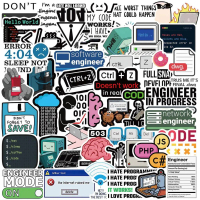 พร้อมส่ง404 Error IT Chrome Programmer internet C++ code สติกเกอร์ กันน้ำ 50ชิ้น