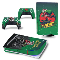Christmas Gift Merry PS5 Standard Disc Skin Sticker Decal for PlayStation 5 Console and 2 Controllers PS5 Disk Skin Vinyl