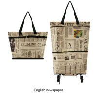 Shopping Trolley Bag Multifunctional And Wear-resistant Wide Application Foldable Shopping Bag Large white point