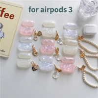 Cute Pearl Shell Earphone Hard Case for Apple AirPods 3 Headphone Cover with Keychain Headset Cases for AirPods 3 new 2021