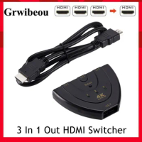 Grwibeou 4K HDMI Switcher 4K*2K 3D Mini 3 Port HDMI Switch 4K Switcher HDMI Splitter 3 in 1 out Port Hub for DVD HDTV Monitor PC